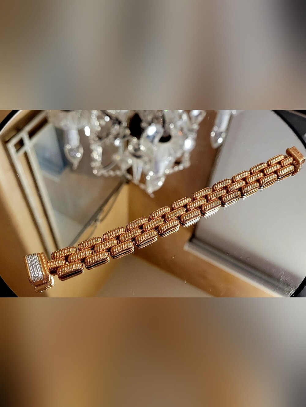 Judith Ripka Unique Style Rose Gold link bracelet. Diamonique. 6 1/2 Rare Find - Picture 2 of 11